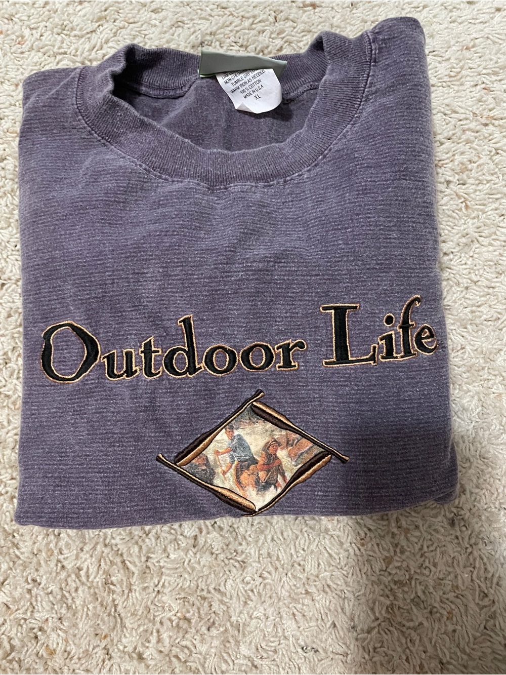 Vintage 90s outdoor life embroidered ribbed tee made in the USA XL